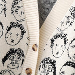 Load image into Gallery viewer, 'Cartoon Faces' V-Neck Knit Cardigan - Velantris