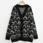 Load image into Gallery viewer, 'Cartoon Faces' V-Neck Knit Cardigan - Velantris