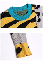 Load image into Gallery viewer, 'Jessy' Mixed Animal Prints Sweater Dress - Velantris