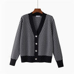 Load image into Gallery viewer, 'Jacky' Chevron V-Neck Cardigan