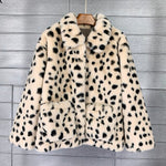 Load image into Gallery viewer, 'Simone' Black and White Dalmatian Print Faux Fur Coat