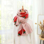 Load image into Gallery viewer, 'Sweet Strawberries' Oversized Knit Scarf - Velantris