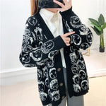 Load image into Gallery viewer, &#39;Cartoon Faces&#39; V-Neck Knit Cardigan - Velantris
