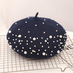 Load image into Gallery viewer, &#39;Celeste&#39; Wool French Beret Dipped in Pearls - Velantris
