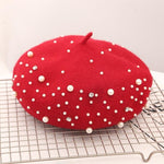 Load image into Gallery viewer, &#39;Celeste&#39; Wool French Beret Dipped in Pearls - Velantris
