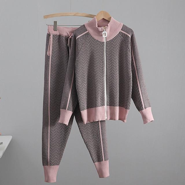 Chevron Fine Knit Loungewear Set - Velantris