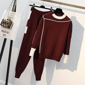 Contrast Details Fine Knit Loungewear Set - Velantris