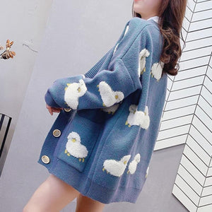 'Counting Sheep' V-Neck Knit Cardigan - Velantris