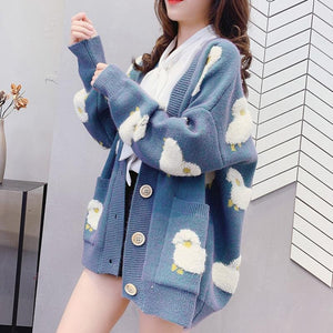 'Counting Sheep' V-Neck Knit Cardigan - Velantris