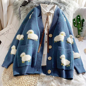 'Counting Sheep' V-Neck Knit Cardigan - Velantris