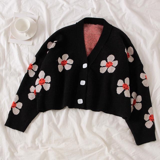 'Daisy' Floral Cropped Cardigan - Velantris