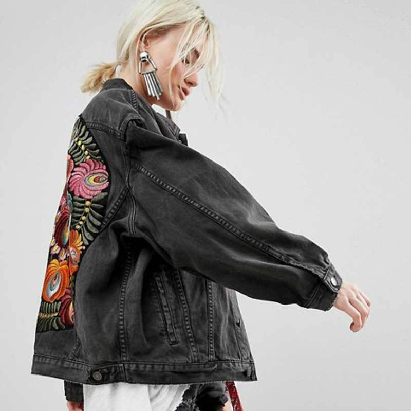 'Kate' Embroidered Back Denim Jacket