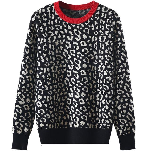 'Ella' Black Leopard Print Jumper - Velantris