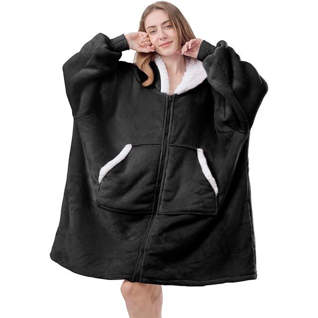 'Fluffie' Giant Hoodie with Sherpa Lining and Zip - Velantris