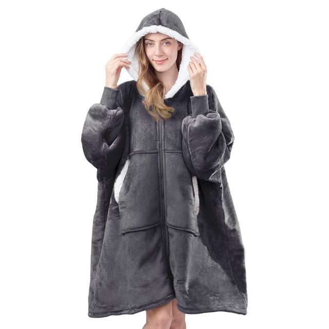 'Fluffie' Giant Hoodie with Sherpa Lining and Zip - Velantris