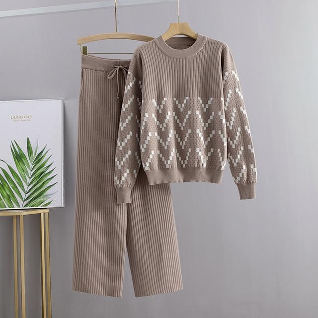 Geometric Jacquard Loungewear Set - Velantris