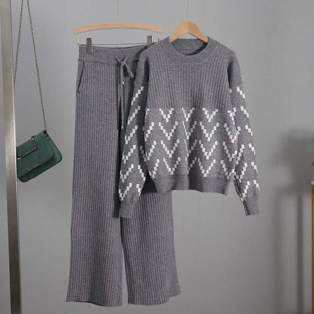 Geometric Jacquard Loungewear Set - Velantris