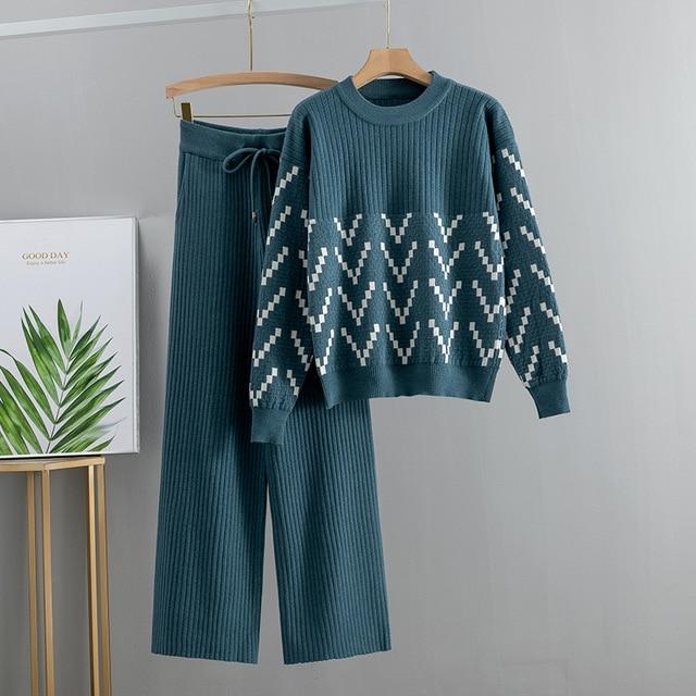 Geometric Jacquard Loungewear Set - Velantris