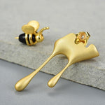 Load image into Gallery viewer, &#39;Honey Bee&#39; Handmade Gold Plated Earrings - Velantris
