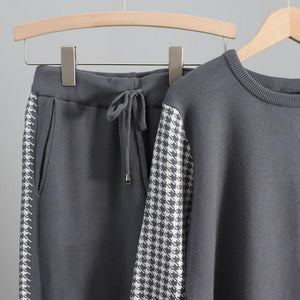 Houndstooth Details Fine Knit Loungewear Set - Velantris