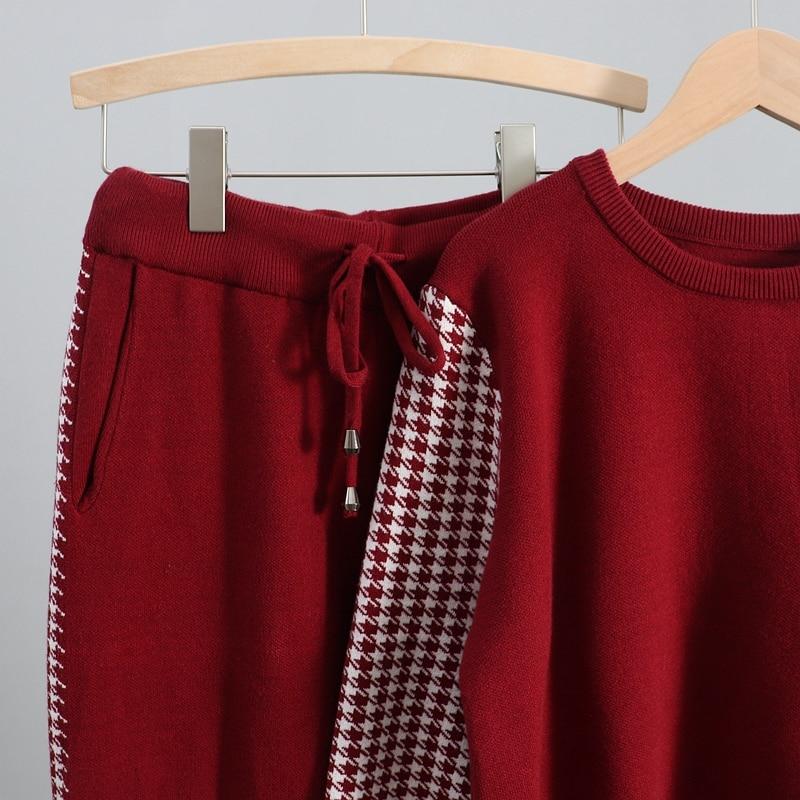 Houndstooth Details Fine Knit Loungewear Set - Velantris