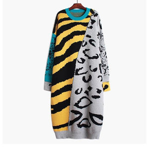 'Jessy' Mixed Animal Prints Sweater Dress - Velantris