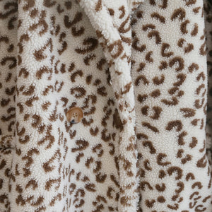 'Nora' Long Leopard Print Teddy Coat