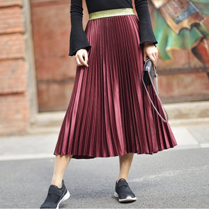 'Fiona' Metallic Pleated Skirt