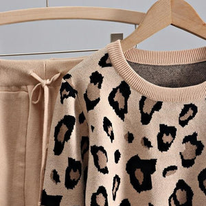 'Cecilia' Fine Knit Leopard Print Loungewear Set