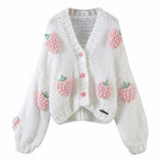 Load image into Gallery viewer, &#39;Raspberry Sorbet&#39; Chunky Knit Cropped Cardigan
