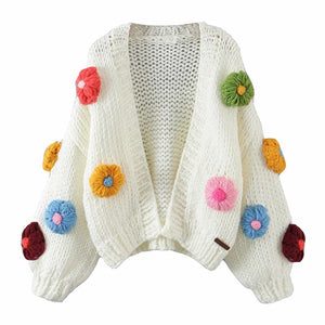 'Dahlia' Chunky Knit Cropped Cardigan