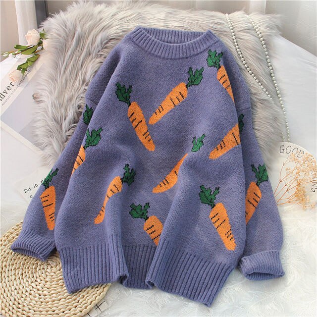 Carrot Print Knit Jumper