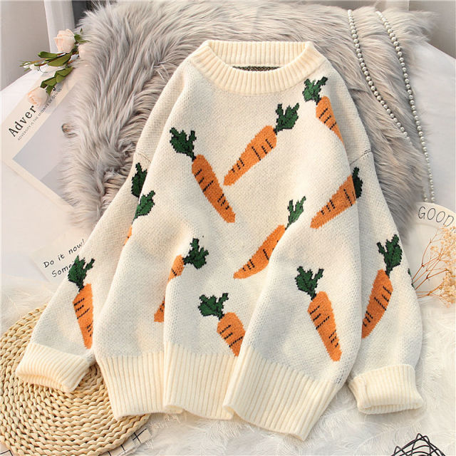 Carrot Print Knit Jumper