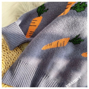 Carrot Print Knit Jumper