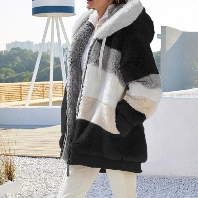 'Lara' Fluffy Fleece Hooded Jacket