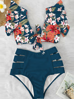 Load image into Gallery viewer, &#39;Caribena&#39; Floral Ruffled Hem High-Waisted Bikini Set
