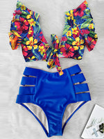 Load image into Gallery viewer, &#39;Caribena&#39; Floral Ruffled Hem High-Waisted Bikini Set
