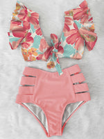 Load image into Gallery viewer, &#39;Caribena&#39; Floral Ruffled Hem High-Waisted Bikini Set
