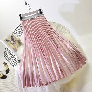 'Fiona' Metallic Pleated Skirt