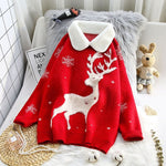 Load image into Gallery viewer, &#39;Blitzen&#39; Reindeer Print Christmas Jumper with Contrast Collar
