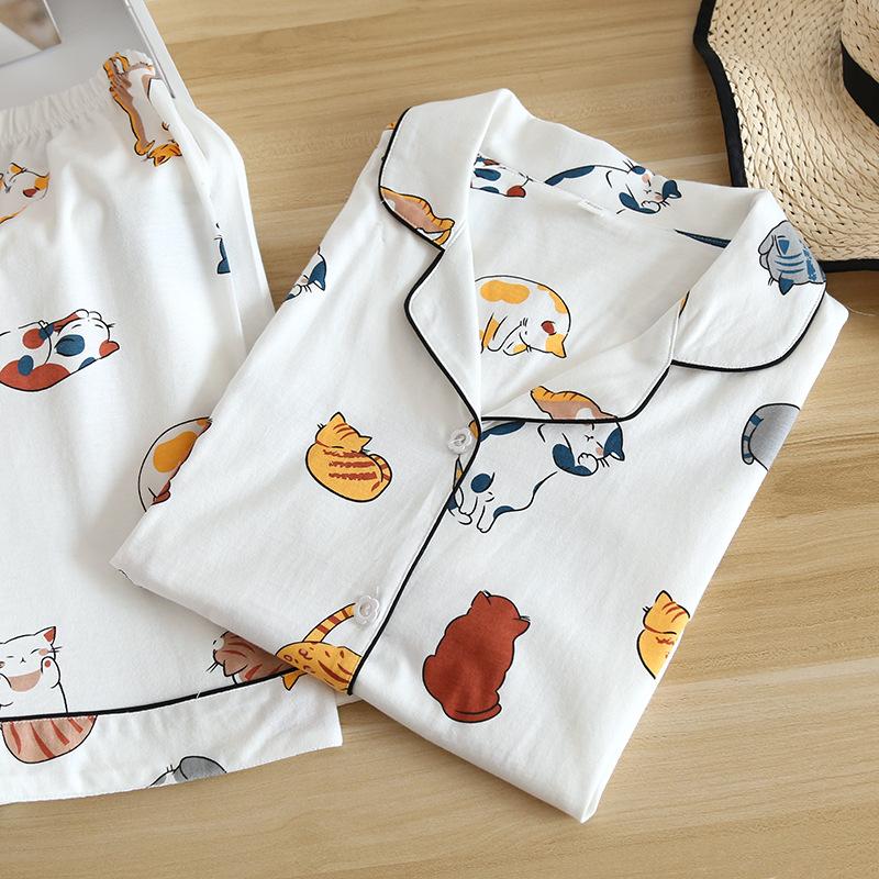 'Sleepy Cat' Shorts Pyjamas - Velantris