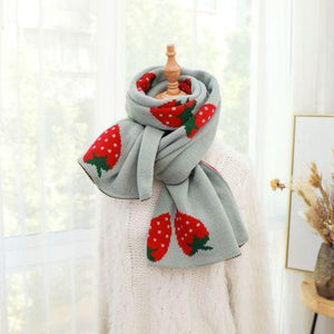 'Sweet Strawberries' Oversized Knit Scarf - Velantris