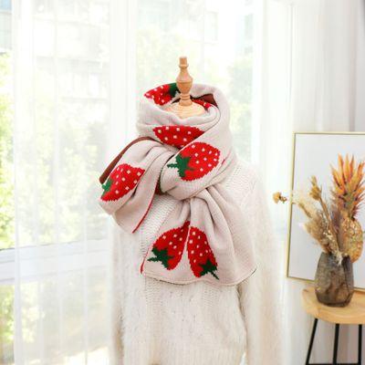 'Sweet Strawberries' Oversized Knit Scarf - Velantris