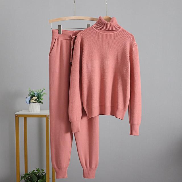 Turtleneck Fine Knit Loungewear Set - Velantris